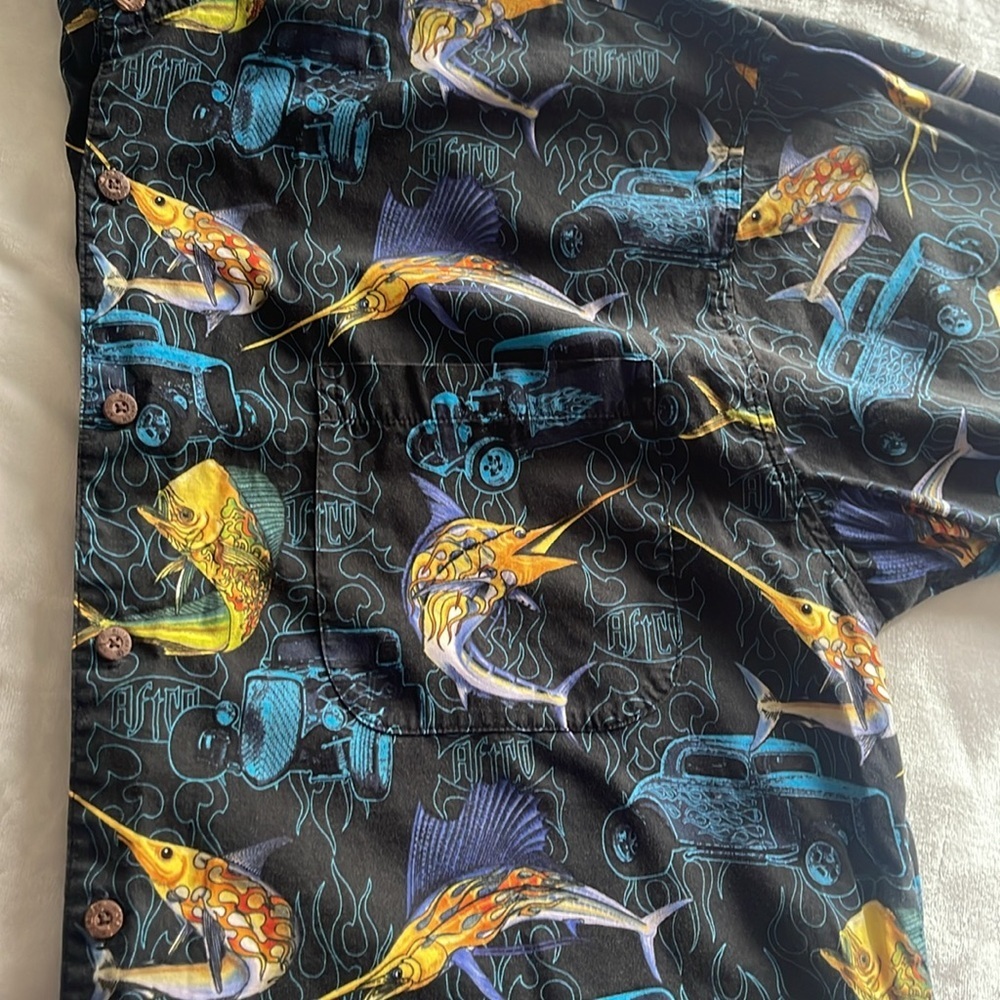 Vintage Bluewater AFTCO Sword Fish Hot Rod Hawaiian Short Sleeve Shirt 2XL - Picture 7 of 8